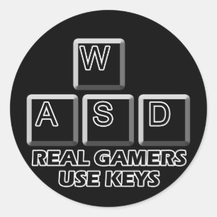 Pegatina Redonda WASD - Los jugadores reales utilizan las teclas