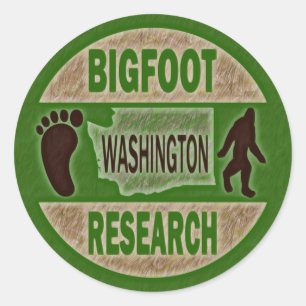 Pegatina Redonda Washington Bigfoot Research