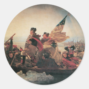 Pegatina Redonda Washington cruzando el Delaware de Emanuel Leutze