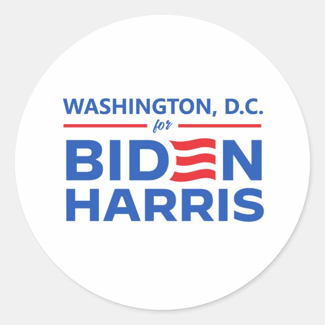 Pegatina Redonda Washington D.C. para Biden Harris (Anverso)