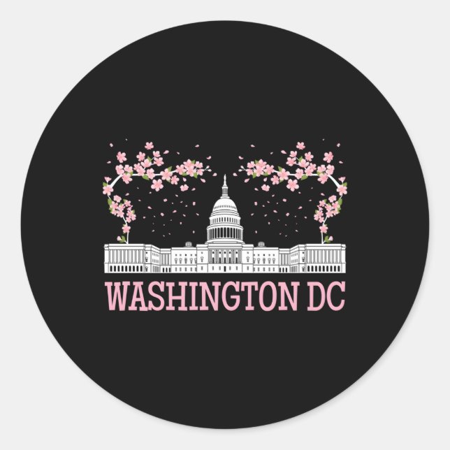 Pegatina Redonda Washington Dc Cherry Blossom Monut (Anverso)