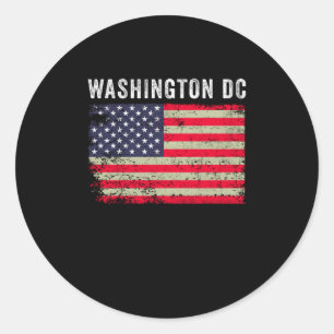 Pegatina Redonda Washington DC Estados Unidos Vintage de la Bandera