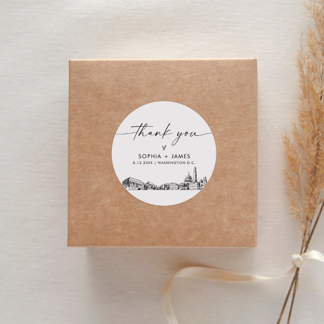 Pegatina Redonda Washington DC Gracias por 3" (hoja de 6) (Subido por el creador)