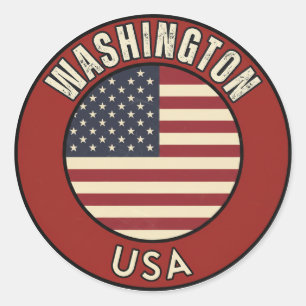 Pegatina Redonda Washington Estados Unidos de América 