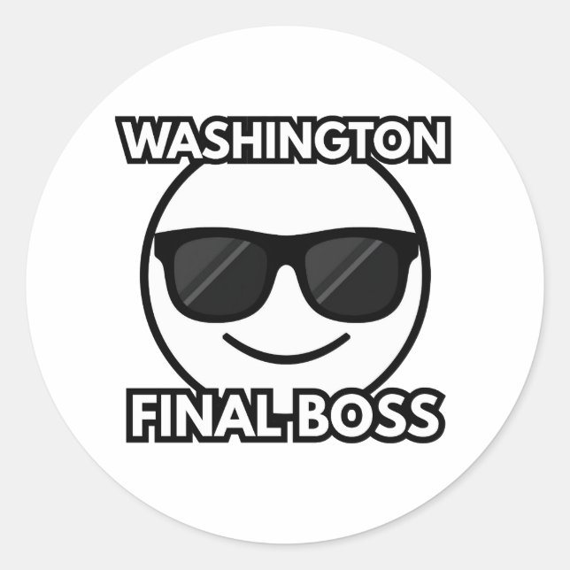 Pegatina Redonda Washington Final Boss Cool Emoji Sticker (Anverso)