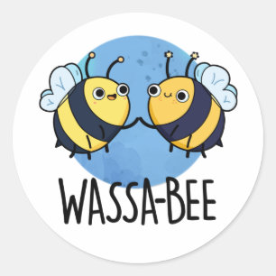 Pegatina Redonda Wassabee Funny Wasabi Bee Pun