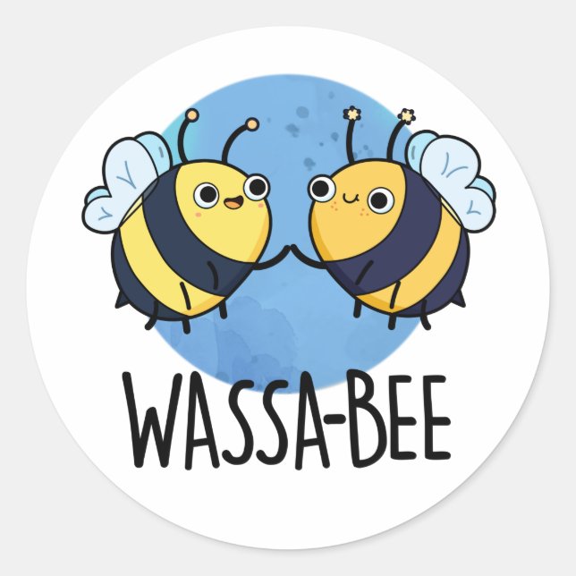 Pegatina Redonda Wassabee Funny Wasabi Bee Pun (Anverso)