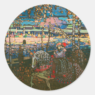 Pegatina Redonda Wassily Kandinsky La Pareja Montada Arte Ruso