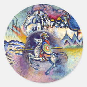 Pegatina Redonda Wassily Kandinsky - San Jorge y los jinetes