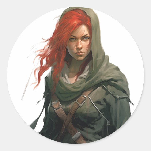 Pegatina Redonda Wasteland Female Warrior (Anverso)