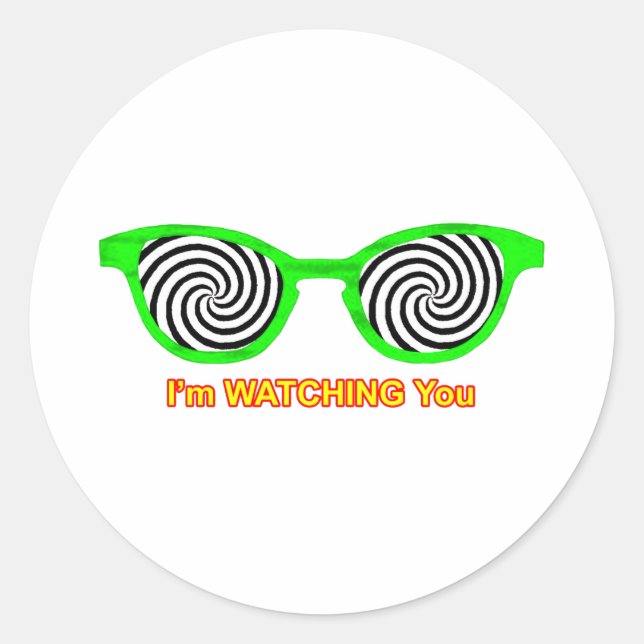 Pegatina Redonda Watching Hypnotize Sunglasses Green Rim The MUSEUM (Anverso)