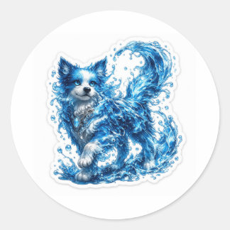 Pegatina Redonda Water Dog Fantasy Sticker