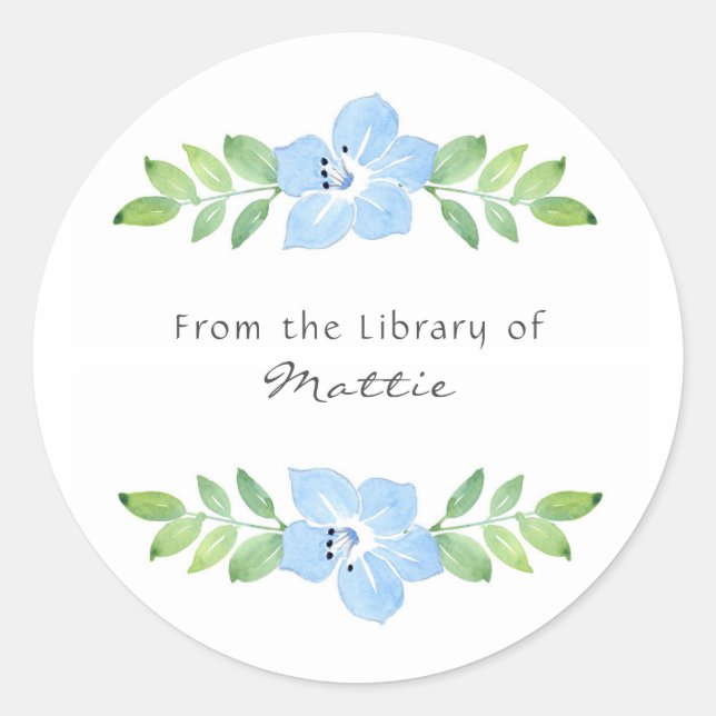 Pegatina Redonda Watercolor Baby Blue Eyes Floral Swag (Anverso)