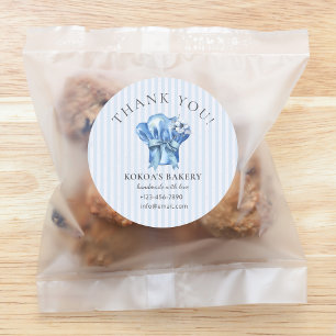 Pegatina Redonda Watercolor Blue Chef Gorra Bakerloo