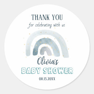 Pegatina Redonda Watercolor Boho Rainbow Baby Shower