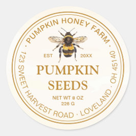 Pegatina Redonda Watercolor Bumblebee Circle Framed Pumpkin Product