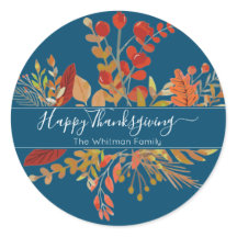 Watercolor Caída Foliage Acción de Gracias | Azul