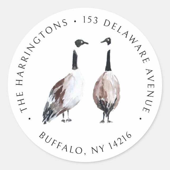 Pegatina Redonda Watercolor Canadá Dirección de devolución de mano  (Anverso)