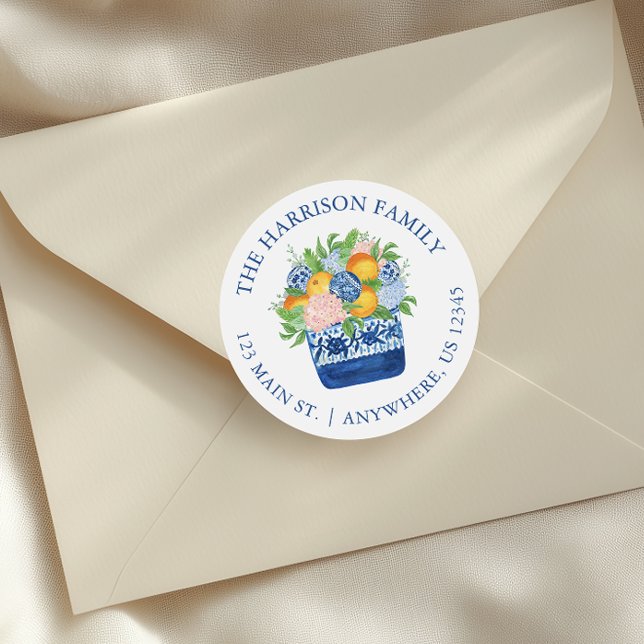 Pegatina Redonda Watercolor Chinoiserie Mandarins Dirección de Navi (Subido por el creador)