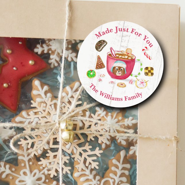 Pegatina Redonda Watercolor Chocolate Gingerbread Cookies Holiday (Decorate your gifts with this sweet and yummy sticker!)