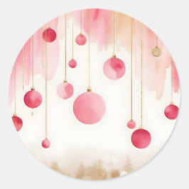 Pegatina Redonda Watercolor Christmas Ornaments Sticker Set