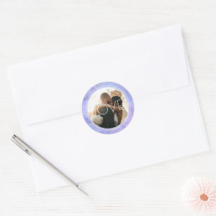 Pegatina Redonda Watercolor Circle Periwinkle Personalizado azul