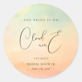 Pegatina Redonda Watercolor Dreamy Sunset Cloud 9 Bridal Shower