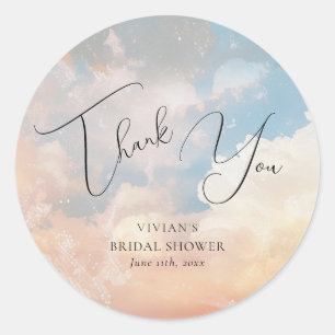 Pegatina Redonda Watercolor Dreamy Sunset Cloud 9 Gracias