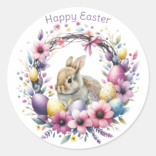 Pegatina Redonda Watercolor Easter Bunny Personalizado
