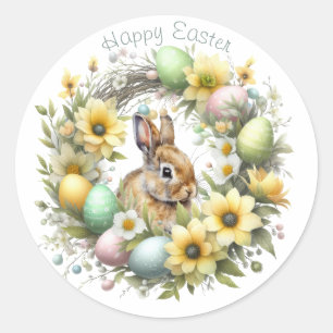 Pegatina Redonda Watercolor Easter Bunny Personalizado