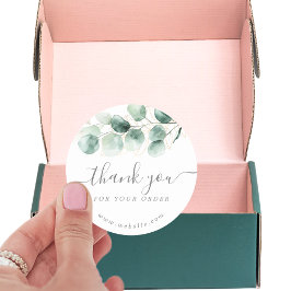 Pegatina Redonda Watercolor Eucalyptus Greenerenery Gold Gracias