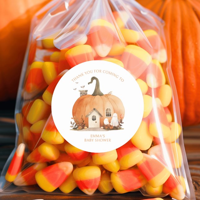 Pegatina Redonda Watercolor Fall Halloween Gracias Baby Shower (Subido por el creador)