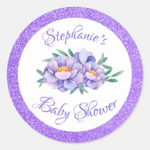 Watercolor Floral Purple Purpurina Baby Shower