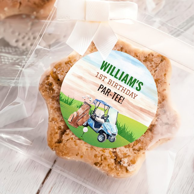 Pegatina Redonda Watercolor Golf 1º cumpleaños (Subido por el creador)