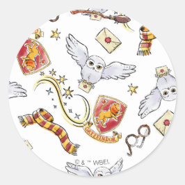 Pegatina Redonda Watercolor GRYFFINDOR™ Hedwig Pattern