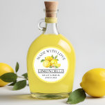 Pegatina Redonda Watercolor Lemons Boda Love Limoncello Amarillo<br><div class="desc">Elegante acuarela Lemones Marcas Limoncello caseras - Hecho con amor</div>