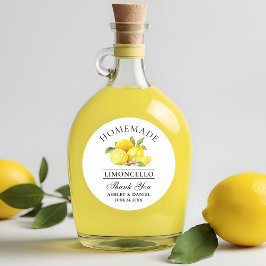 Pegatina Redonda Watercolor Lemons Limoncello Boda Gracias