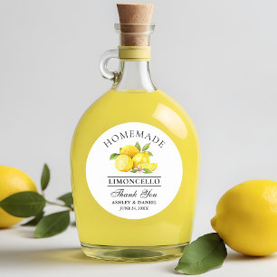 Pegatina Redonda Watercolor Lemons Limoncello Boda Gracias