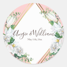 Pegatina Redonda Watercolor Magnolia Rubor