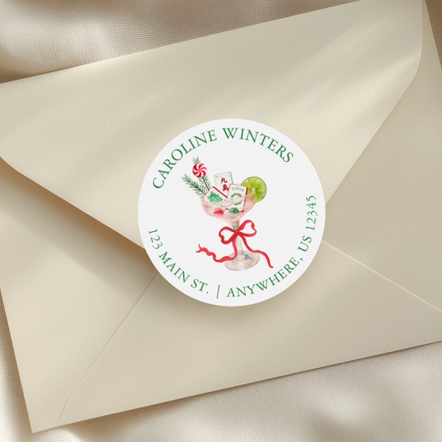 Pegatina Redonda Watercolor Mahjong Christmas Cocktail Address (Subido por el creador)