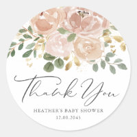 Watercolor Mauve Flowers Baby Shower Gracias