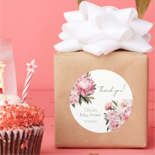 Pegatina Redonda Watercolor minimalista elegante Ducha para bebé Pe