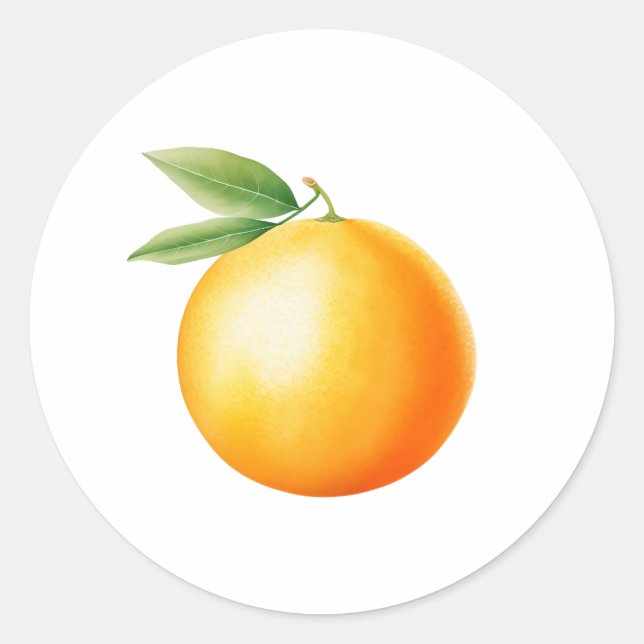 Pegatina Redonda Watercolor Orange (Anverso)