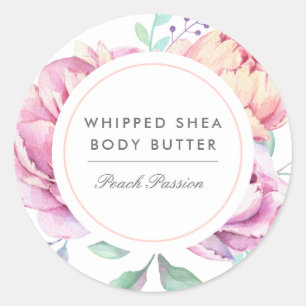 Pegatina Redonda Watercolor Peonies Floral Business Product