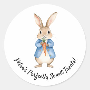 Pegatina Redonda Watercolor Peter Rabbit Garden Fiesta Baby Shower