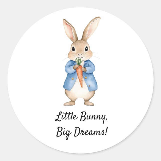 Pegatina Redonda Watercolor Peter Rabbit Garden Fiesta Baby Shower (Anverso)