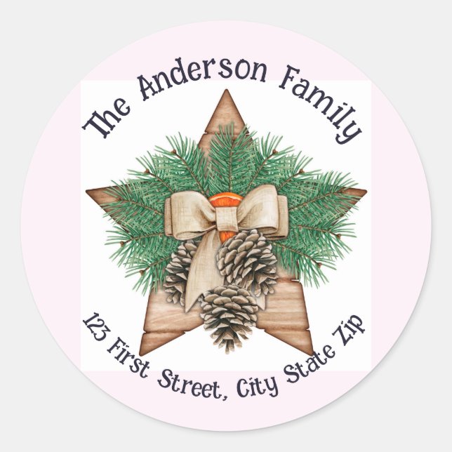 Pegatina Redonda Watercolor Pine Tree Cone Greens Navidades Persona (Anverso)