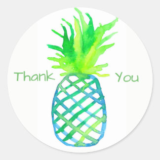 Pegatina Redonda Watercolor Pineapple Gracias