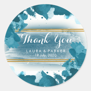 Pegatina Redonda Watercolor Pintado Gracias Artista Boda