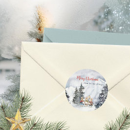 Pegatina Redonda Watercolor Rabbit Carolers Cottagecore